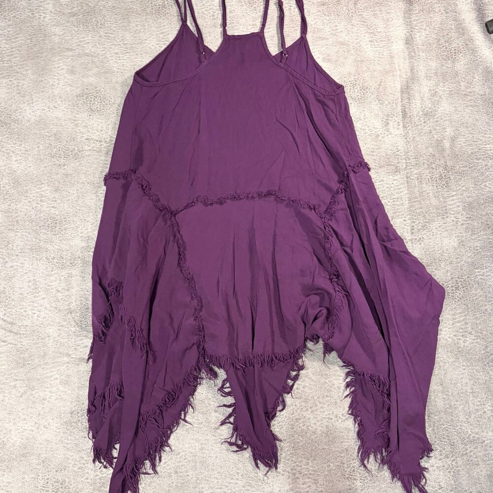 Free People Purple Asymmetrical Distressed Mini Dress - Picture 5 of 6